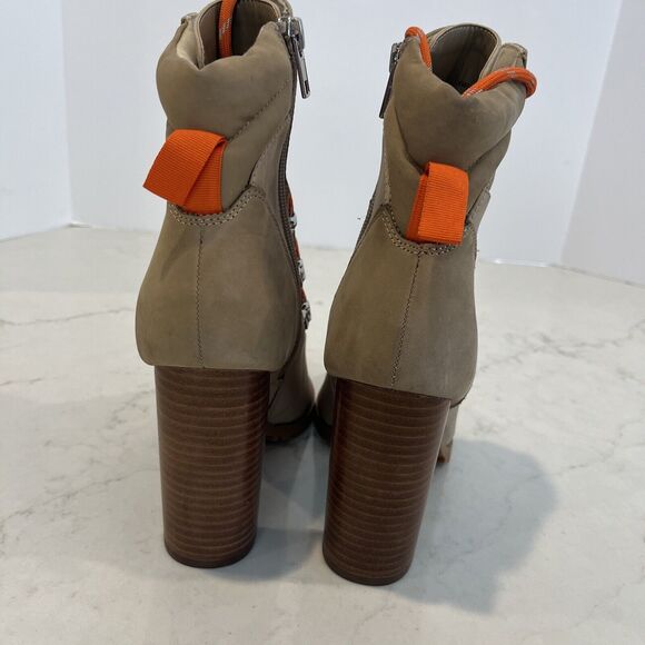 Steve Madden Boots Womens 9 M Karey Ankle Booties Boots Beige Fabric Leather - Picture 10 of 14